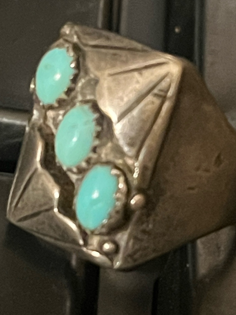 Vintage Native American, turquoise and silver ring size 9